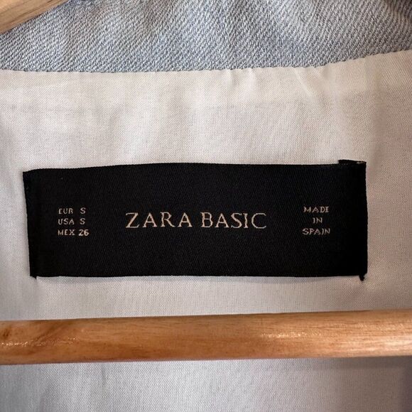 Zara Women's Light Blue Linen Viscose Blend Coat Size Small - Picture 9 of 11